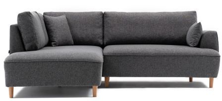 Canapé d'angle gauche tissu anthracite Akena 236 cm