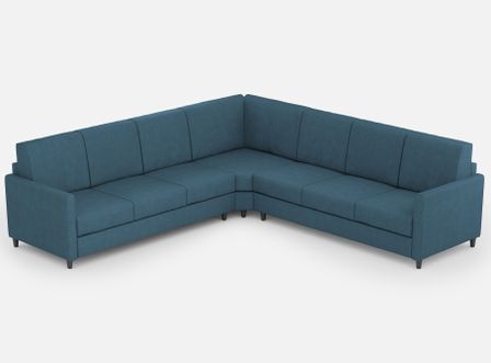 Canapé d'angle moderne italien tissu bleu Korane - 5 tailles