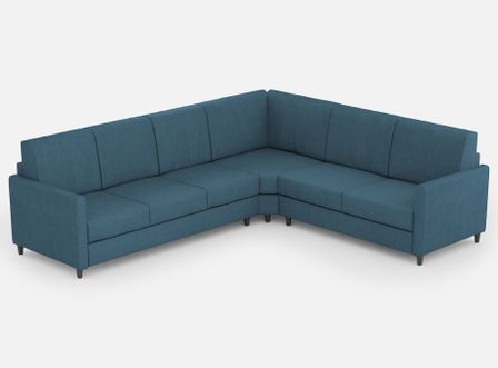 Canapé d'angle moderne italien tissu bleu Korane - 5 tailles
