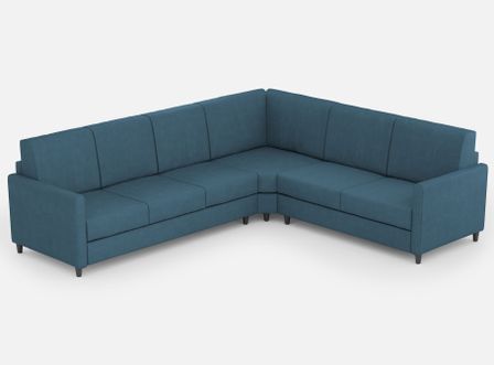 Canapé d'angle moderne italien tissu bleu Korane - 5 tailles