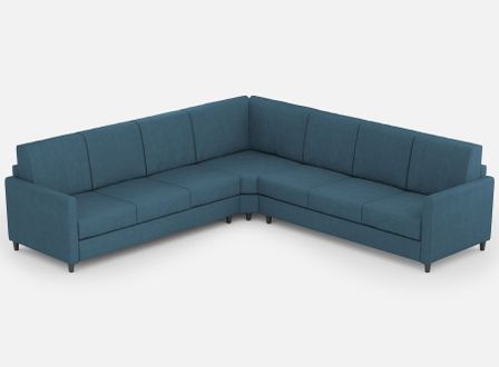 Canapé d'angle moderne italien tissu bleu Korane - 5 tailles