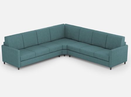 Canapé d'angle moderne italien tissu bleu pétrole Korane - 5 tailles