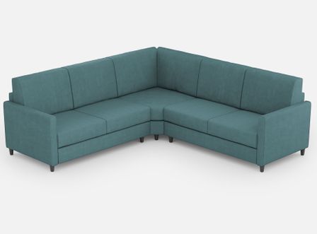 Canapé d'angle moderne italien tissu bleu pétrole Korane - 5 tailles