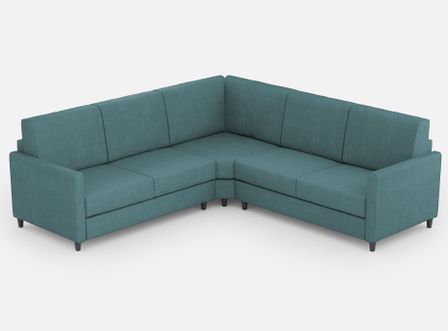 Canapé d'angle moderne italien tissu bleu pétrole Korane - 5 tailles