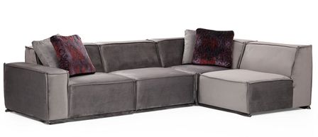 Canapé d'angle modulable velours gris Kego L 300 x P 190 cm