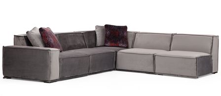 Canapé d'angle modulable velours gris Kego L 300 x P 276 cm