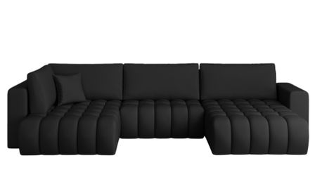 Canapé d'angle panoramique BOSTON en simili cuir capitonné