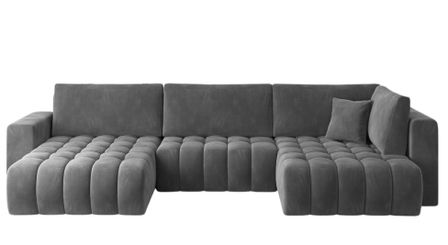 Canapé d'angle panoramique BOSTON en velours capitonné
