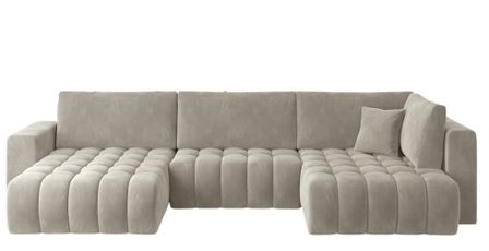Canapé d'angle panoramique BOSTON en velours capitonné