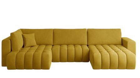 Canapé d'angle panoramique BOSTON en velours capitonné
