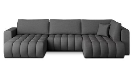 Canapé d'angle panoramique BOSTON en tissu capitonné
