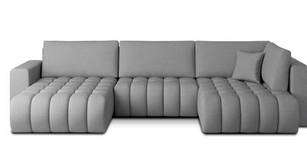 Canapé d'angle panoramique BOSTON en tissu capitonné
