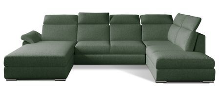 Canapé panoramique convertible LEVANO tissu - Rangement et appuie-têtes réglables