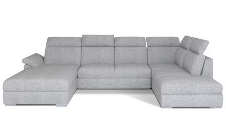 Canapé panoramique convertible LEVANO tissu - Rangement et appuie-têtes réglables