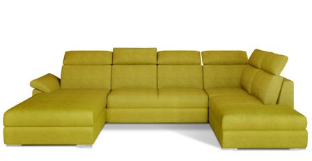 Canapé panoramique convertible LEVANO tissu - Rangement et appuie-têtes réglables