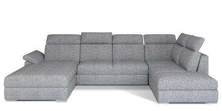 Canapé panoramique convertible LEVANO tissu - Rangement et appuie-têtes réglables