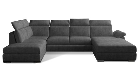 Canapé panoramique convertible LEVANO tissu - Rangement et appuie-têtes réglables
