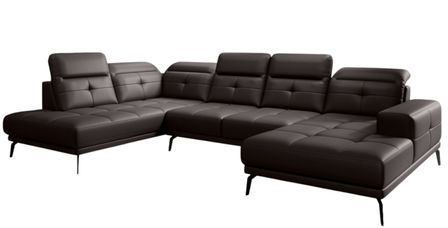 Canapé d’angle panoramique VERSUS simili cuir – Appuie-têtes réglables