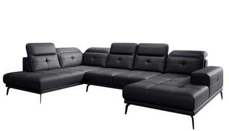 Canapé d’angle panoramique VERSUS simili cuir – Appuie-têtes réglables