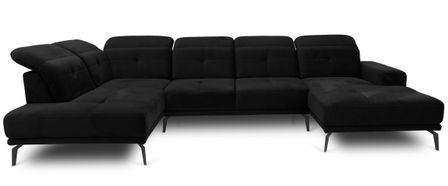 Canapé d’angle panoramique VERSUS tissu – Appuie-têtes réglables