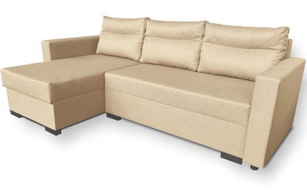 Canapé d'angle réversible convertible 5 places tissu beige Pernic L 230 cm