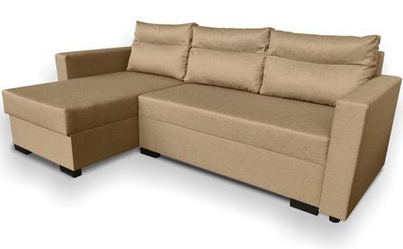 Canapé d'angle réversible convertible 5 places tissu taupe Pernic L 230 cm