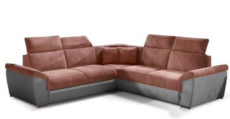 Canapé d’angle réversible convertible NEO en velours avec pieds en acier chromé – 266 cm