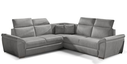 Canapé d’angle réversible convertible NEO en velours avec pieds en acier chromé – 266 cm