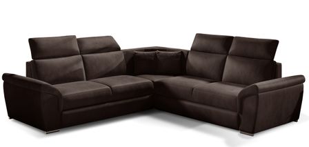 Canapé d’angle réversible convertible NEO en velours avec pieds en acier chromé – 266 cm