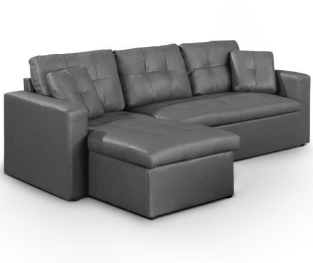 Canapé d'angle réversible convertible simili cuir gris Cuba 230 cm