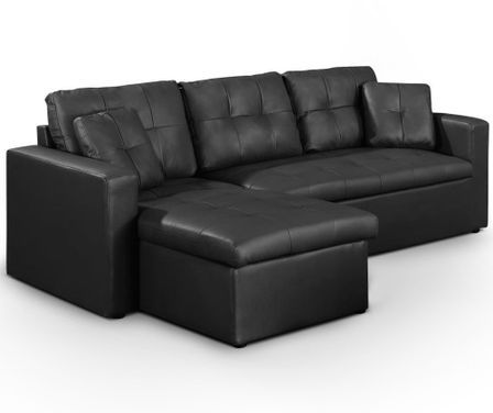 Canapé d'angle réversible convertible simili cuir noir Cuba 230 cm