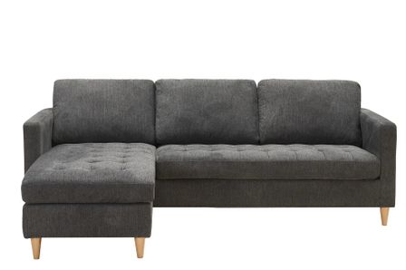 Canapé d’angle réversible FIRENZE – Gris foncé avec pieds en bois naturel