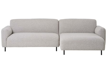 Canapé d’angle SALVADOR en tissu bouclette gris clair – 265 cm