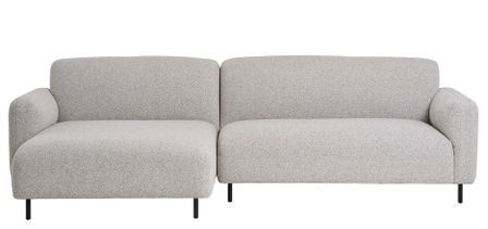 Canapé d’angle SALVADOR en tissu bouclette gris clair – 265 cm