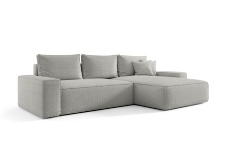 Canapé d’angle tissu bouclé convertible avec coffre NINA