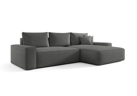 Canapé d’angle tissu bouclé convertible avec coffre NINA