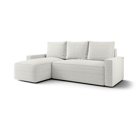 Canapé d’angle tissu bouclé convertible avec coffre NORE