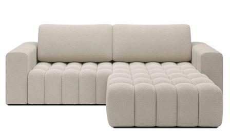 Canapé d’angle tissu capitonné BOZEN – Convertible et rangement