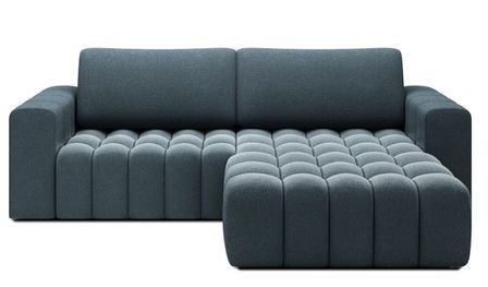 Canapé d’angle tissu capitonné BOZEN – Convertible et rangement