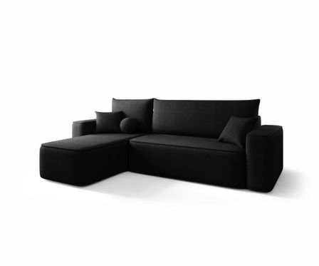 Canapé d’angle tissu convertible avec coffre intégré CENA