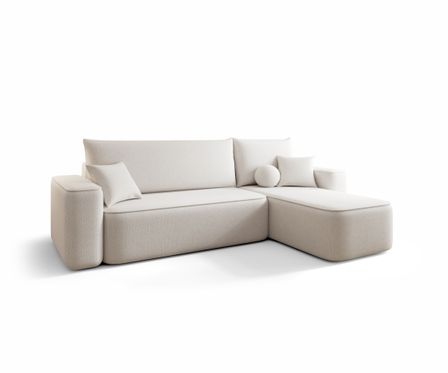Canapé d’angle tissu convertible avec coffre intégré CENA