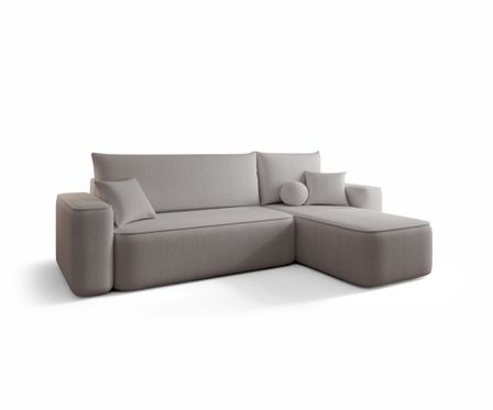 Canapé d’angle tissu convertible avec coffre intégré CENA