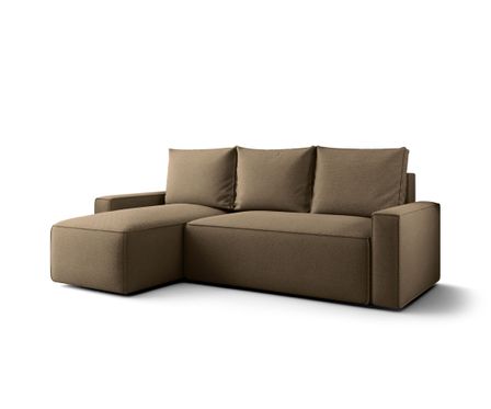 Canapé d’angle tissu convertible avec coffre intégré NORE