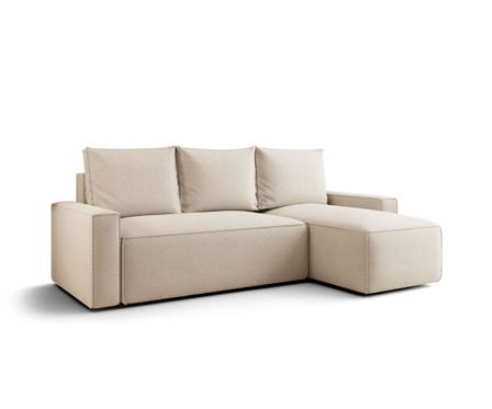Canapé d’angle tissu convertible avec coffre intégré NORE