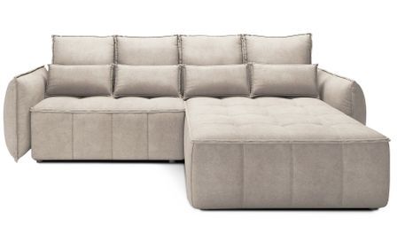 Canapé d’angle tissu effet cuir KAMPUS – Convertible et rangement
