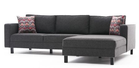 Canapé d'angle tissu lin anthracite Kalena 258 cm