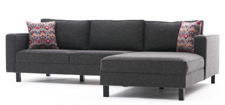 Canapé d'angle tissu lin anthracite Kalena 258 cm