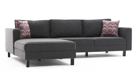 Canapé d'angle tissu lin anthracite Kalena 258 cm