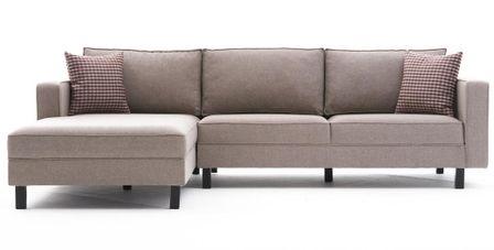 Canapé d'angle tissu lin beige Kalena 258 cm