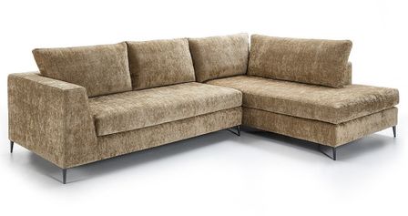 Canapé d'angle tissu lin marron clair 300 cm